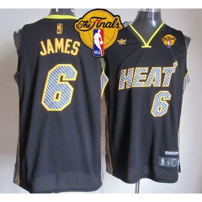 Heat #6 LeBron James Black Electricity Fashion Finals Patch Stitched NBA Jersey Heat #6 LeBron James Black Electricity Fashion Finals Patch Stitched NBA Jersey
