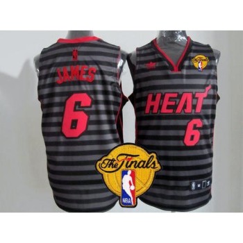 Heat #6 LeBron James Black/Grey Groove Finals Patch Stitched NBA Jersey Heat #6 LeBron James Black/Grey Groove Finals Patch Stitched NBA Jersey