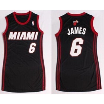 Heat #6 LeBron James Black Women's Dress Stitched NBA Jersey Heat #6 LeBron James Black Women's Dress Stitched NBA Jersey