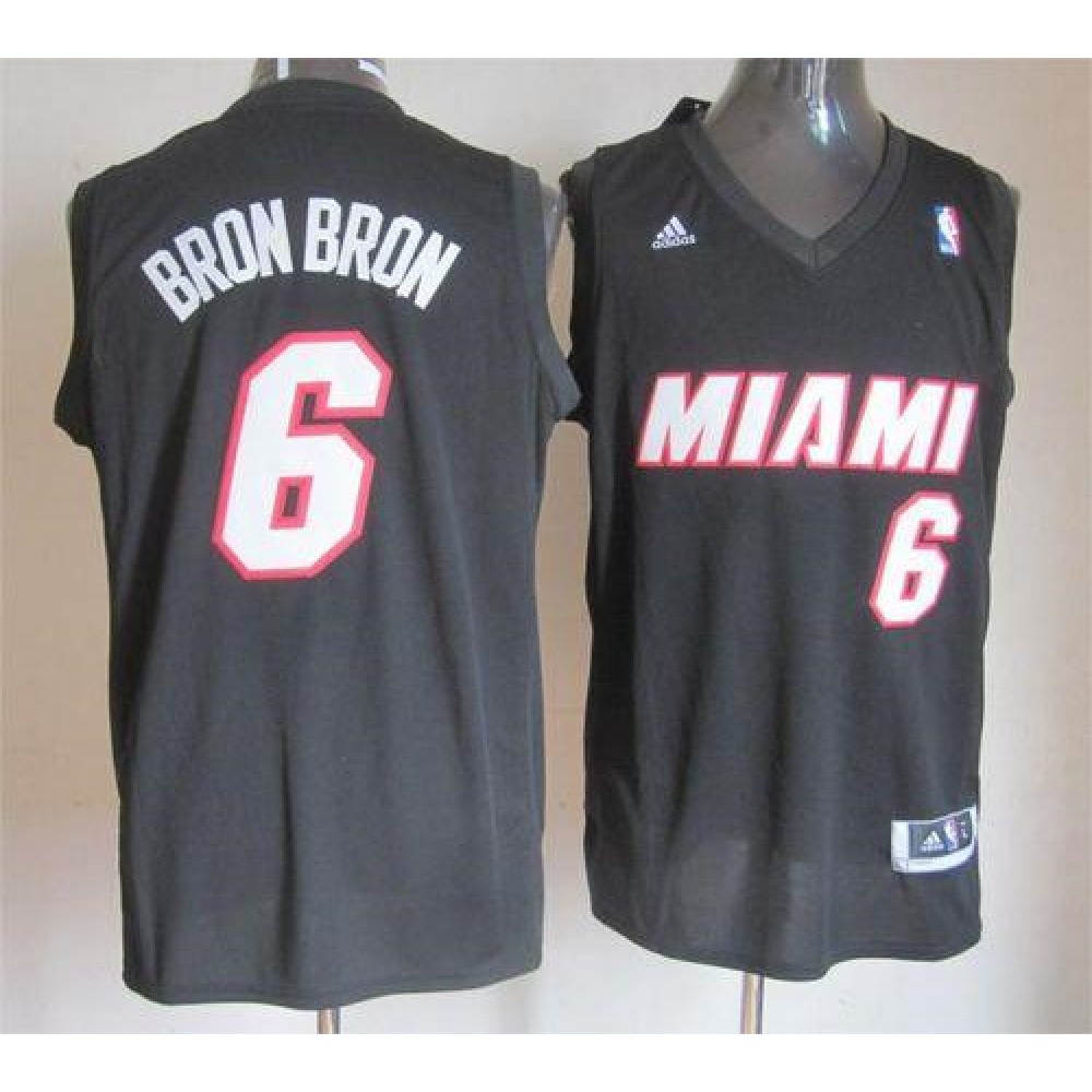 Heat #6 LeBron James Stitched Black Bron Bron Fashion NBA Jersey