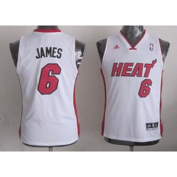 Heat #6 LeBron James White Stitched Youth NBA Jersey Heat #6 LeBron James White Stitched Youth NBA Jersey