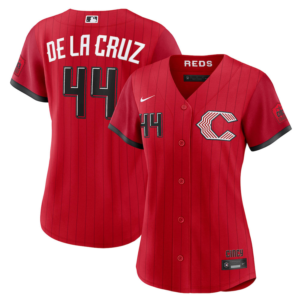Women's Cincinnati Reds #44 Elly De La Cruz Nike Red 2026 City Connect Stadium Jersey
