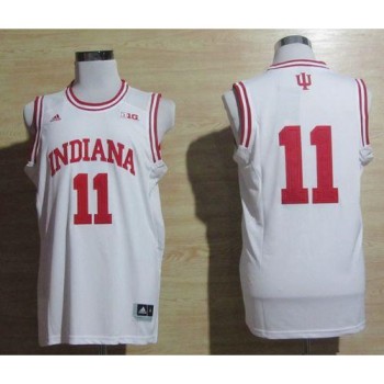 Hoosiers #11 Isiah Thomas White Big 10 Patch Basketball Stitched NCAA Jersey