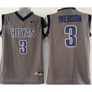 Hoyas #3 Allen Iverson Grey Basketball Stitched NCAA Jersey Hoyas #3 Allen Iverson Grey Basketball Stitched NCAA Jersey
