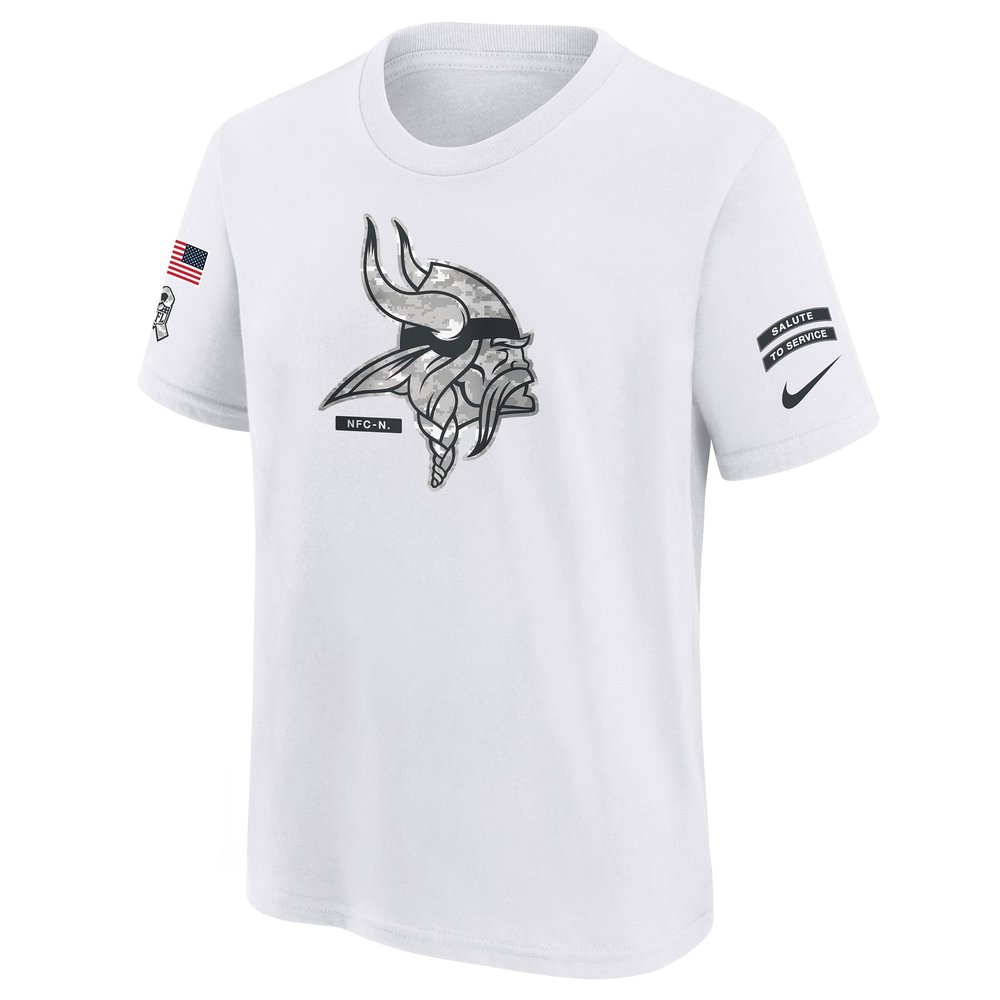 Youth Minnesota Vikings White 2024 Salute To Service T-Shirt Youth Minnesota Vikings White 2024 Salute To Service T-Shirt