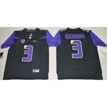 Huskies #3 Jake Browning Black Limited Stitched NCAA Jersey Huskies #3 Jake Browning Black Limited Stitched NCAA Jersey