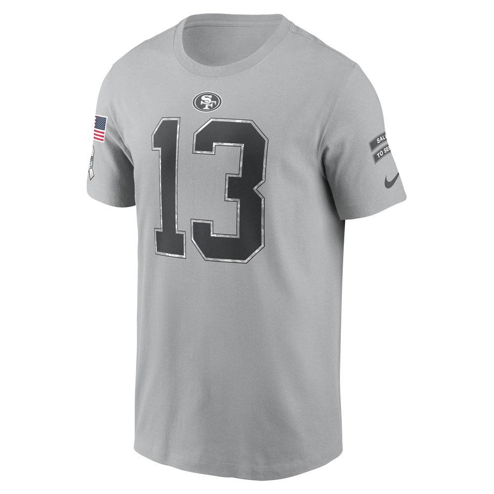 Men's San Francisco 49ers Brock Purdy Gray 2024 Salute To Service Name & Number T-Shirt Men's San Francisco 49ers Brock Purdy Gray 2024 Salute To Service Name & Number T-Shirt