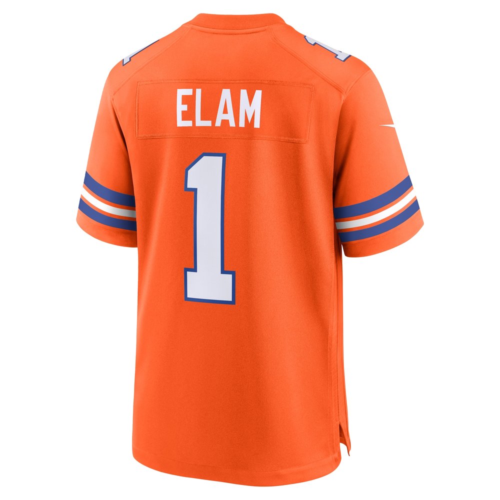 Men's Denver Broncos Jason Elam Orange Mile High Collection 1977 Throwback Retired Player Game Jersey Men's Denver Broncos Jason Elam Orange Mile High Collection 1977 Throwback Retired Player Game Jersey