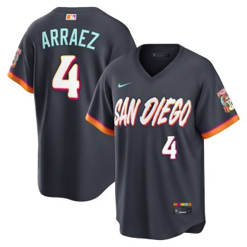 Men's San Diego Padres #4 Luis Arraez Nike Obsidian 2026 City Connect Stadium Jersey