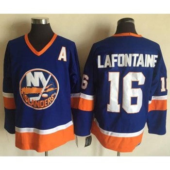 Islanders #16 Pat LaFontaine Baby Blue CCM Throwback Stitched NHL Jersey