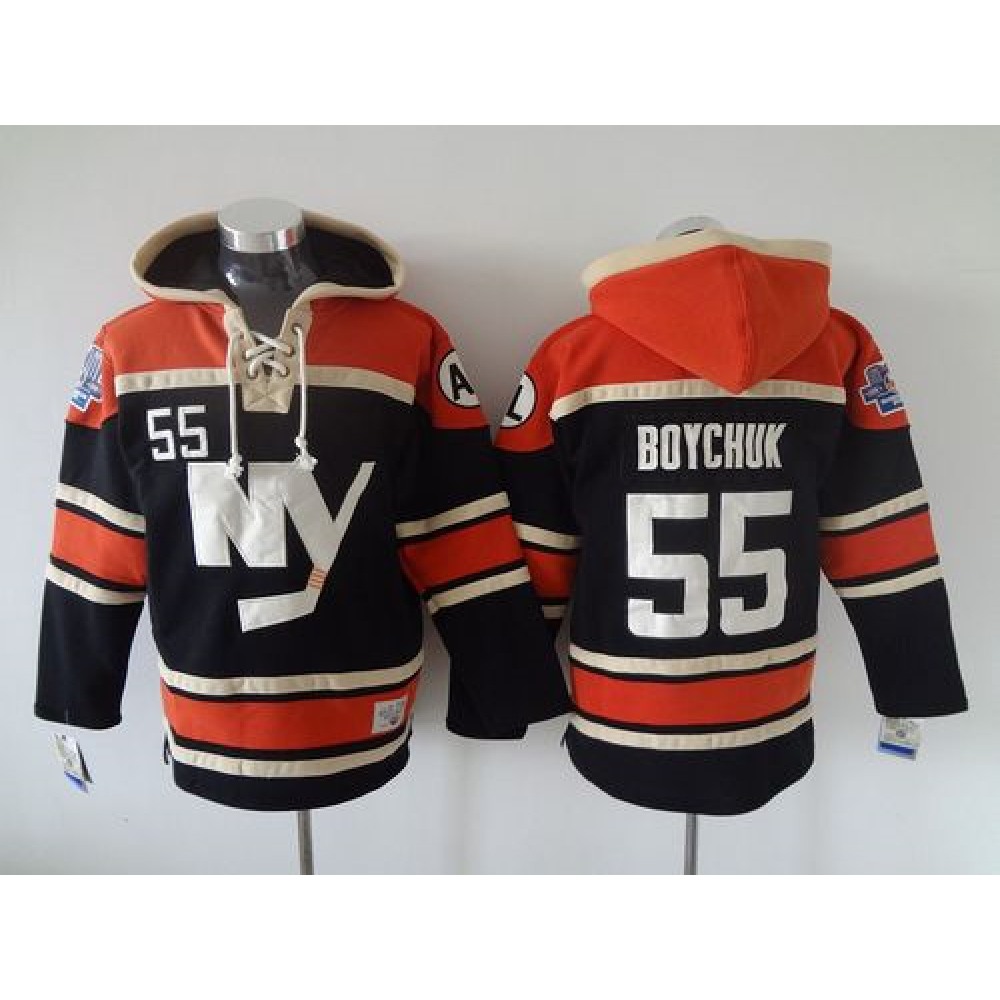 Islanders #55 Johnny Boychuk Dark Blue Sawyer Hooded Sweatshirt Stitched NHL Jersey