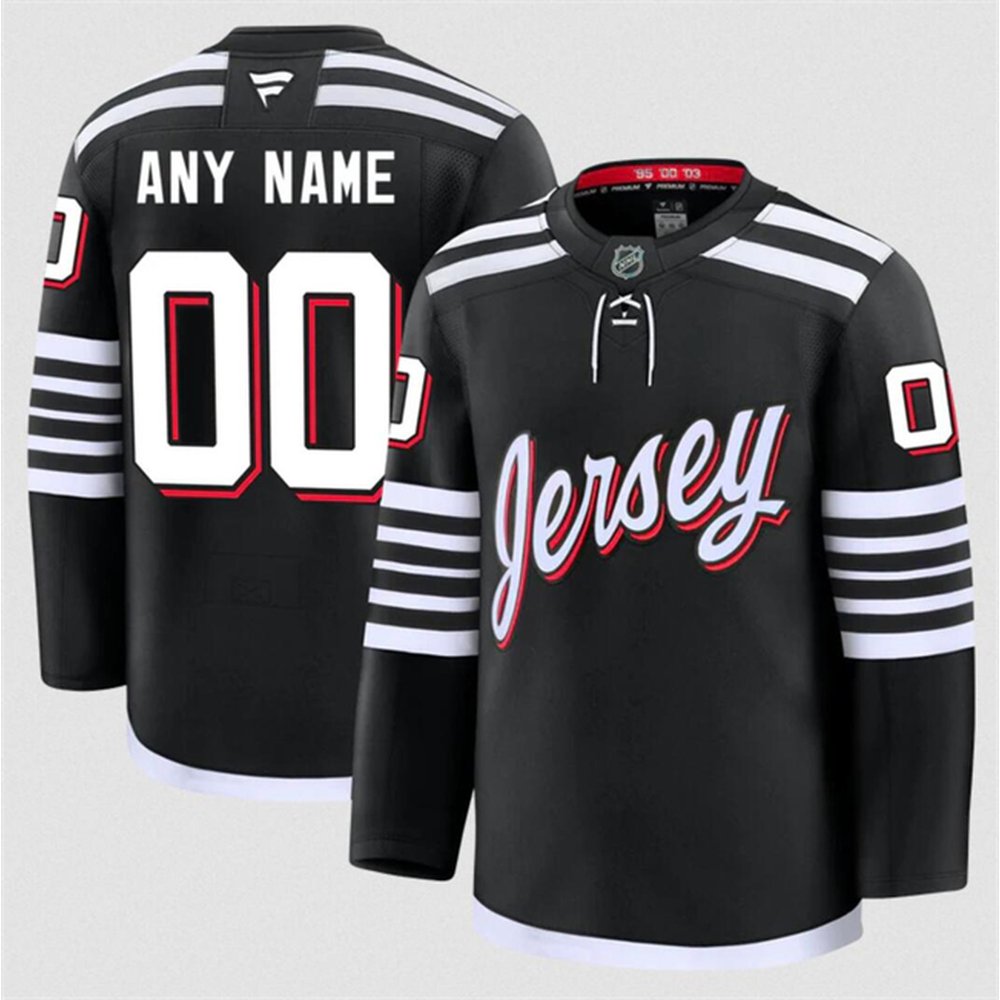 Men's New Jersey Devils Custom Black 2024-25 Alternate Stitched Hockey Premium Jersey Men's New Jersey Devils Custom Black 2024-25 Alternate Stitched Hockey Premium Jersey
