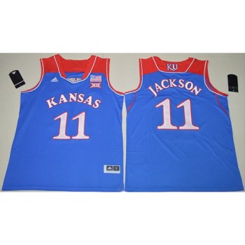 Jayhawks #11 Josh Jackson Royal Blue Basketball Authentic Stitched NCAA Jersey