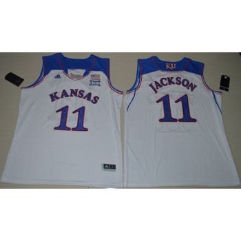 Jayhawks #11 Josh Jackson White Basketball Authentic Stitched NCAA Jersey