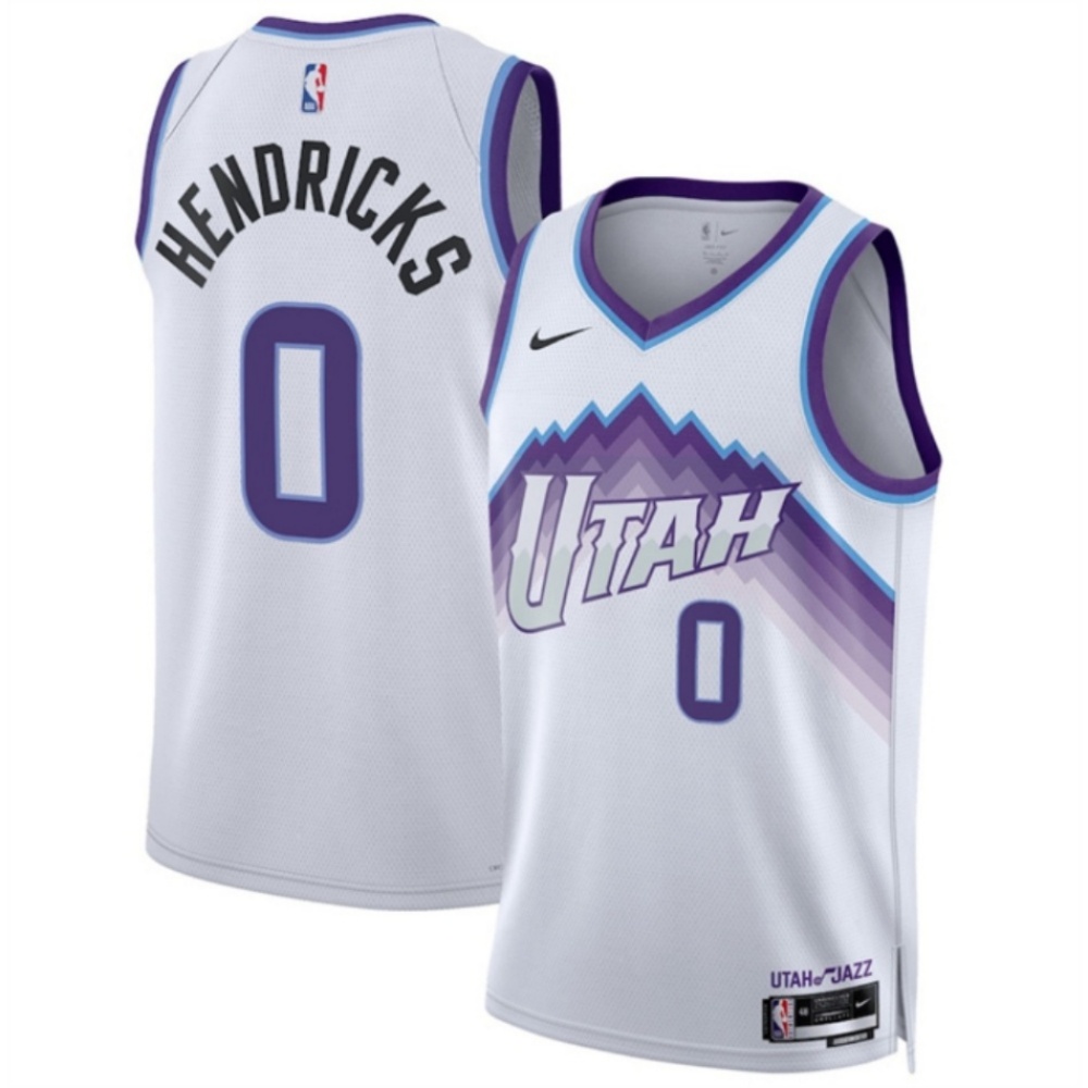Men's Utah Jazz #0 Taylor Hendricks White 2025 Association Edition Stitched Basketball Jersey