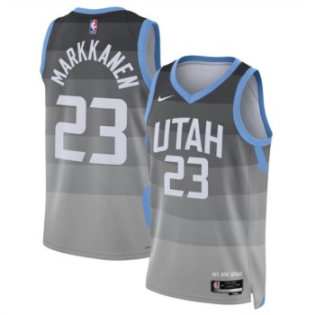 Men's Utah Jazz #23 Lauri Markkanen Grey 2025/26 City Edition Stitched Basketball Jersey