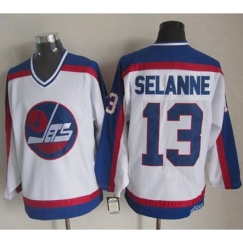 Jets #13 Teemu Selanne White/Blue CCM Throwback Stitched NHL Jersey Jets #13 Teemu Selanne White/Blue CCM Throwback Stitched NHL Jersey