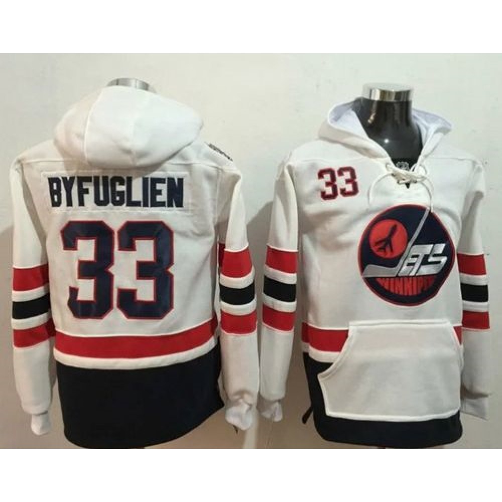Jets #33 Dustin Byfuglien White Name & Number Pullover NHL Hoodie