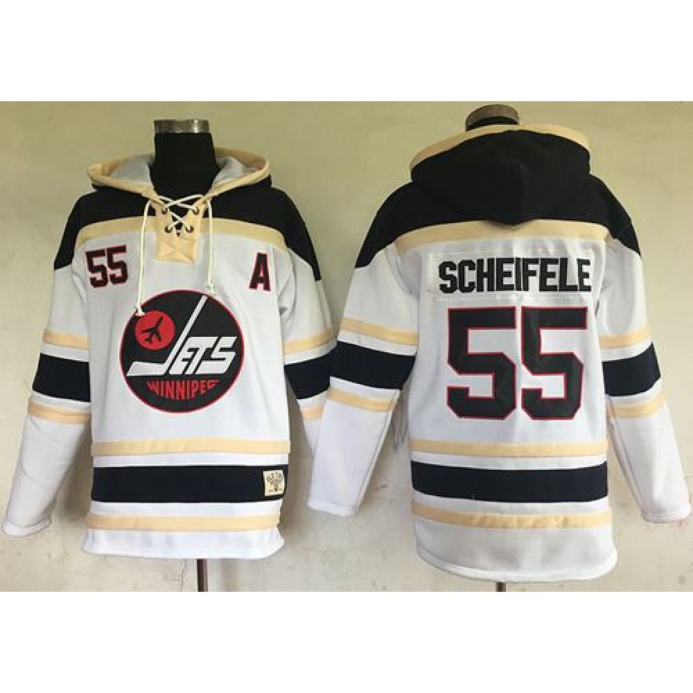 Jets #55 Mark Scheifele White Sawyer Hooded Sweatshirt Stitched NHL Jersey
