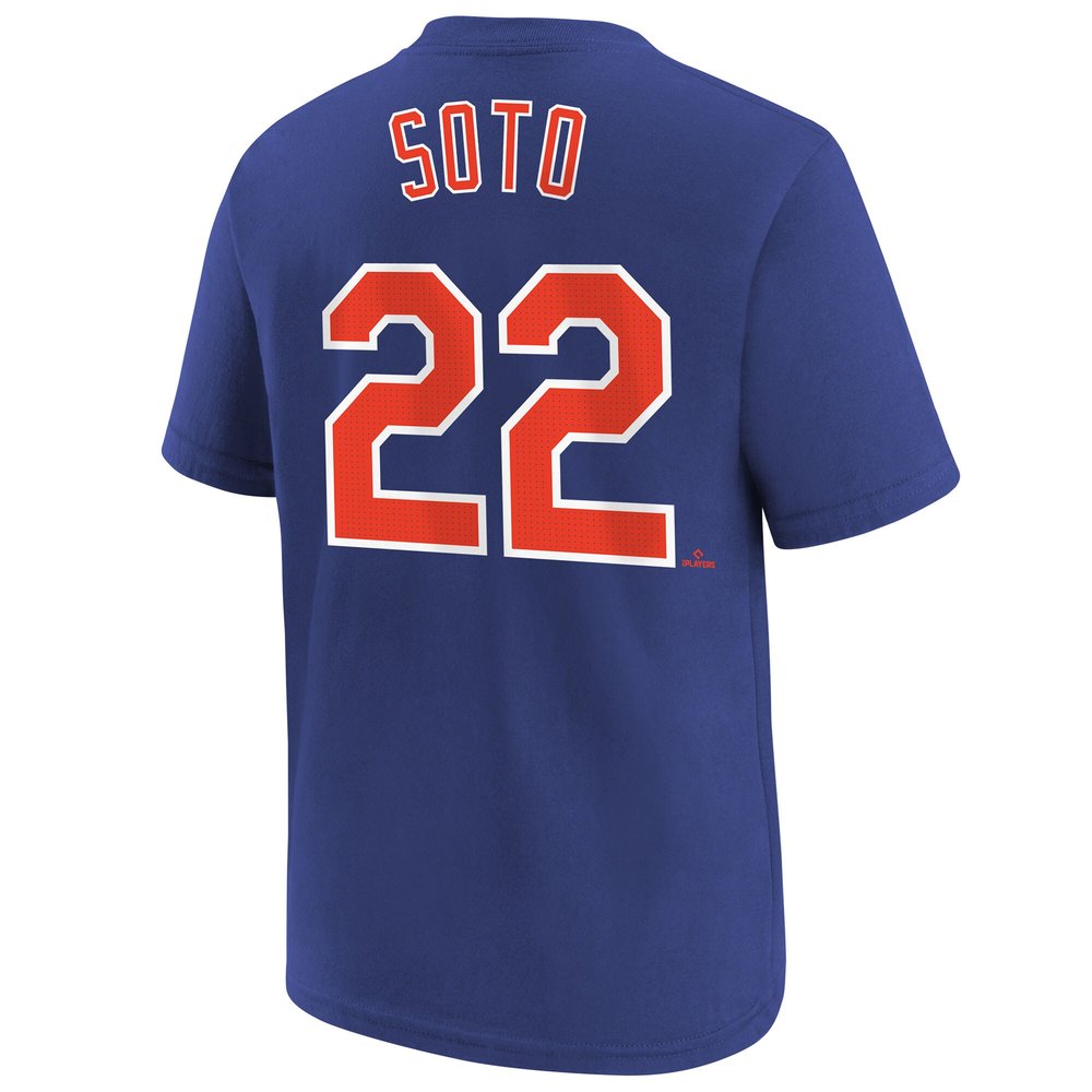 Youth New York Mets #22 Juan Soto Royal Name & Number T-Shirt Youth New York Mets #22 Juan Soto Royal Name & Number T-Shirt