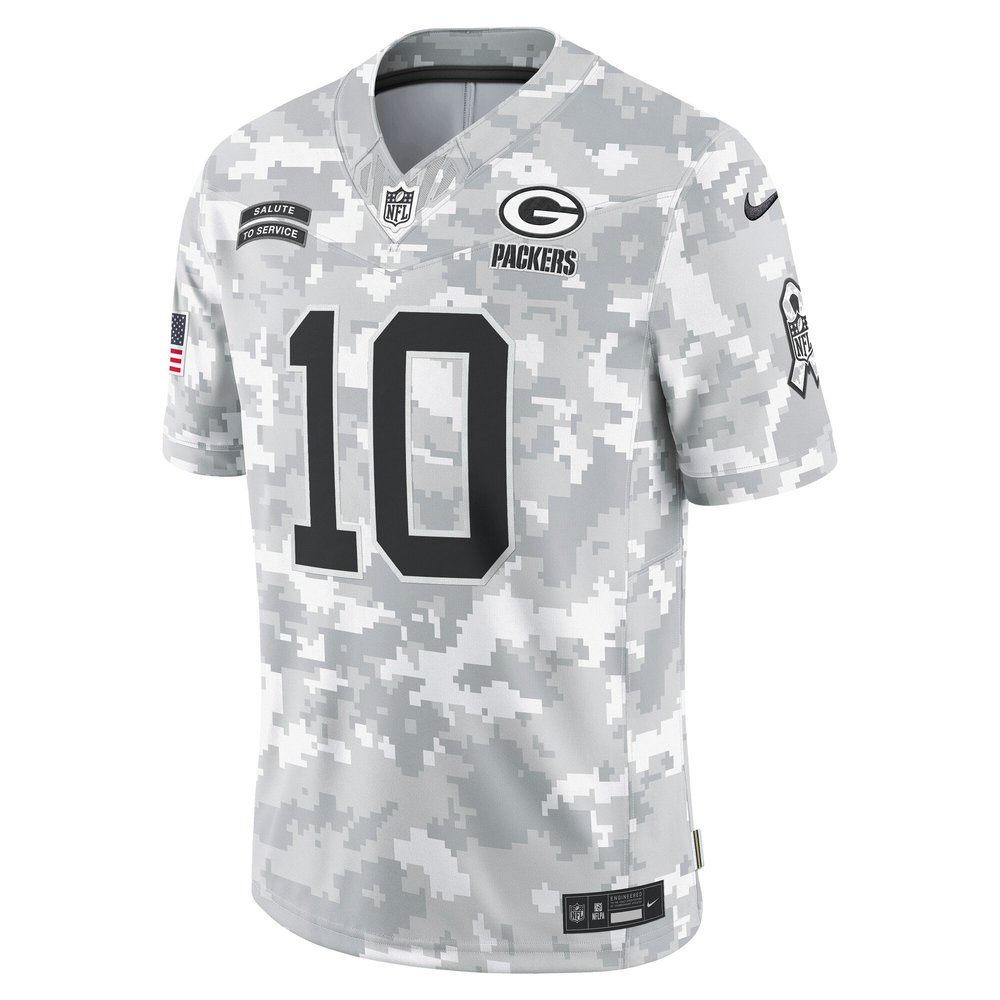 Men's Green Bay Packers #10 Jordan Love Arctic Camo 2024 Salute to Service Limited Jersey Men's Green Bay Packers #10 Jordan Love Arctic Camo 2024 Salute to Service Limited Jersey