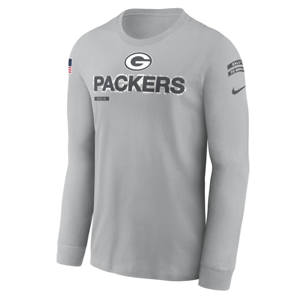 Men's Green Bay Packers Gray 2024 Salute To Service Long Sleeve T-Shirt