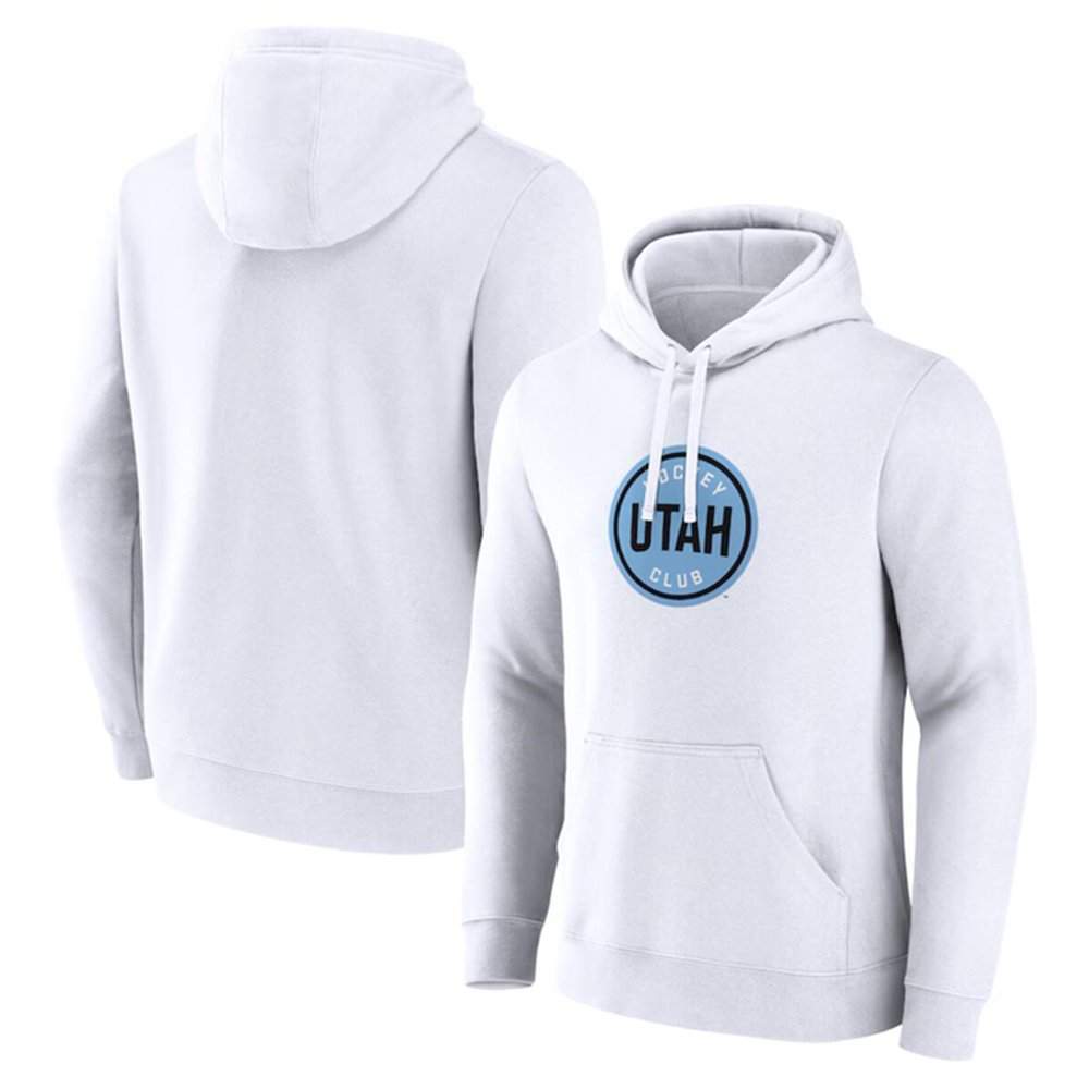 Men's Utah Mammoth White Draft Logo Pullover Hoodie Men's Utah Mammoth White Draft Logo Pullover Hoodie