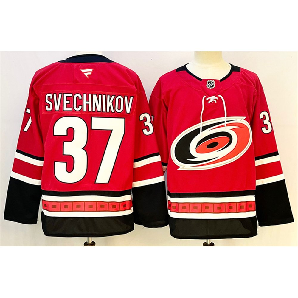 Men's Carolina Hurricanes #37 Andrei Svechnikov Red 2024-25 Home Stitched Hockey Premium Jersey