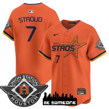 Men's Houston Astros #7 C.J. Stroud Orange 2025 City Connect Limited Stitched Baseball Jersey Men's Houston Astros #7 C.J. Stroud Orange 2025 City Connect Limited Stitched Baseball Jersey