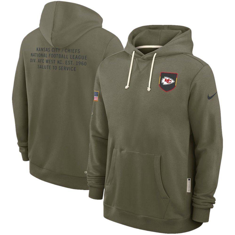 Men's Kansas City Chiefs Olive 2025 Salute to Service Pullover Hoodie