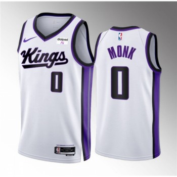 Men's Sacramento Kings #0 Malik Monk White 2023/24 Association Edition Swingman Stitched Basketball Jersey