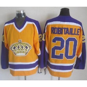 Kings #20 Luc Robitaille Yellow CCM Throwback Stitched NHL Jersey