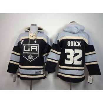 Kings #32 Jonathan Quick Black Sawyer Hooded Sweatshirt Stitched Youth NHL Jersey