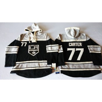 Kings #77 Jeff Carter Black Sawyer Hooded Sweatshirt Stitched NHL Jersey