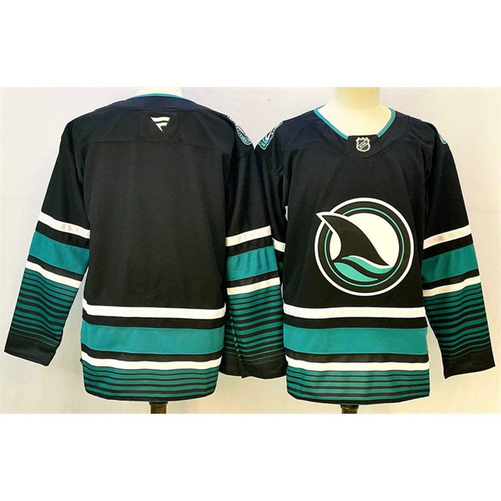 Men's San Jose Sharks Blank Black 2024-25 Alternate Stitched Hockey Premium Jersey