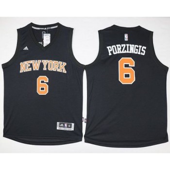 Knicks #6 Kristaps Porzingis Black Fashion Stitched NBA Jersey Knicks #6 Kristaps Porzingis Black Fashion Stitched NBA Jersey