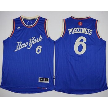 Knicks #6 Kristaps Porzingis Blue 2015-2016 Christmas Day Stitched NBA Jersey Knicks #6 Kristaps Porzingis Blue 2015-2016 Christmas Day Stitched NBA Jersey
