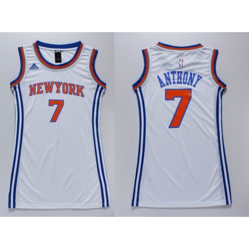 Knicks #7 Carmelo Anthony White Women's Dress Stitched NBA Jersey Knicks #7 Carmelo Anthony White Women's Dress Stitched NBA Jersey