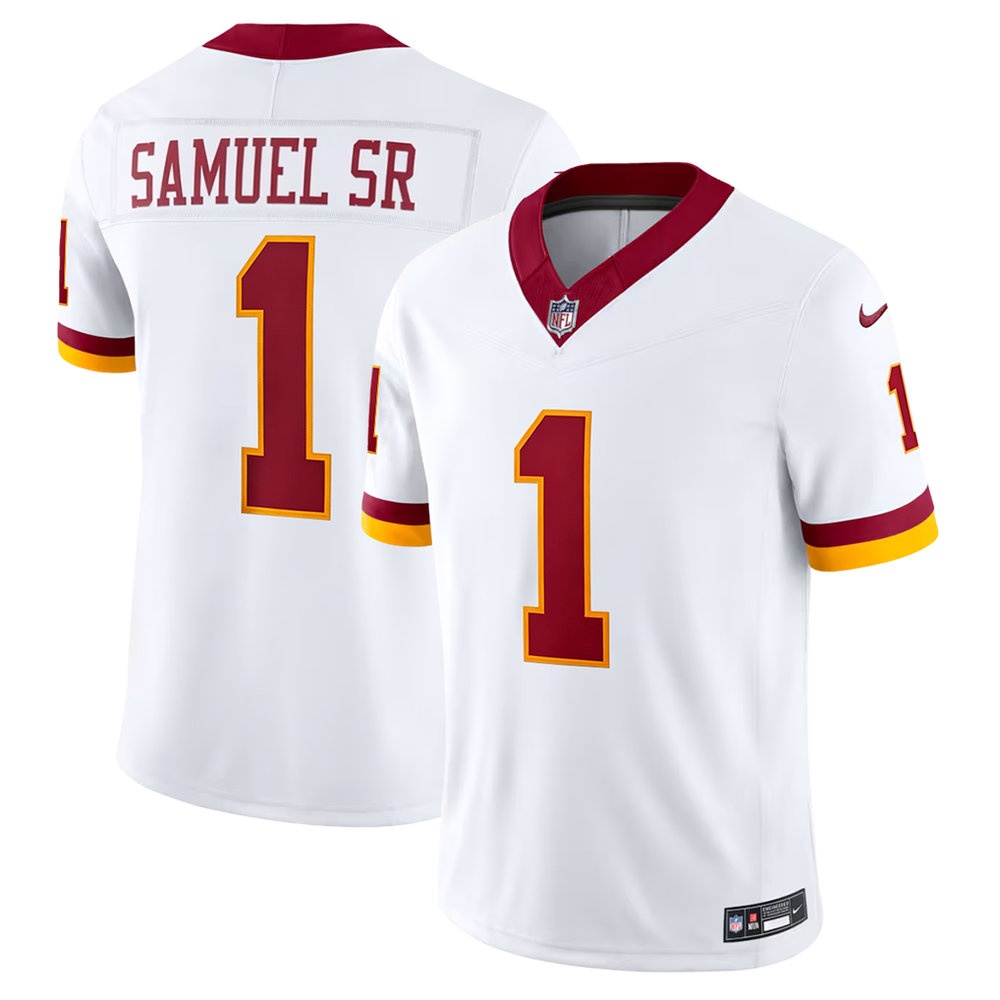 Men's Washington Commanders #1 Deebo Samuel Sr White Super Bowl Era Vapor F.U.S.E. Sewn Down Limited Jersey Men's Washington Commanders #1 Deebo Samuel Sr White Super Bowl Era Vapor F.U.S.E. Sewn Down Limited Jersey