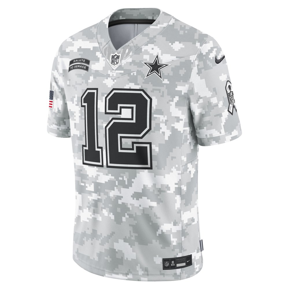 Men's Dallas Cowboys Roger Staubach Arctic Camo 2024 Salute to Service Retired Player Limited Jersey Men's Dallas Cowboys Roger Staubach Arctic Camo 2024 Salute to Service Retired Player Limited Jersey