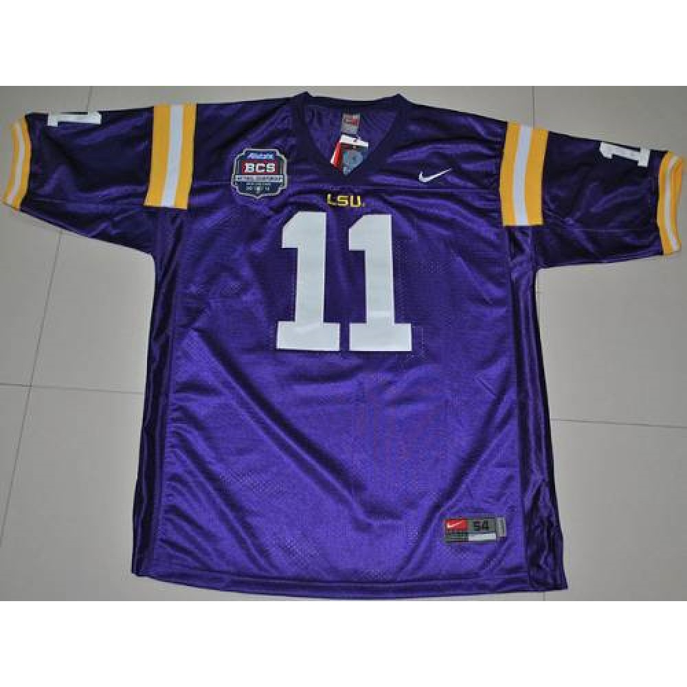 LSU Tigers #11 Spencer Ware Purple 2012 BCS Championship Patch Stitched NCAA Jersey