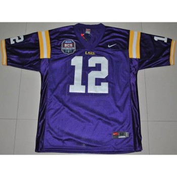 LSU Tigers #12 Jarrett Lee Purple 2012 BCS Championship Patch Stitched NCAA Jersey LSU Tigers #12 Jarrett Lee Purple 2012 BCS Championship Patch Stitched NCAA Jersey