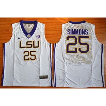 LSU Tigers #25 Ben Simmons White Basketball Stitched NCAA Jersey LSU Tigers #25 Ben Simmons White Basketball Stitched NCAA Jersey