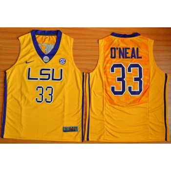LSU Tigers #33 Shaquille O'Neal Gold Basketball Stitched NCAA Jersey LSU Tigers #33 Shaquille O'Neal Gold Basketball Stitched NCAA Jersey