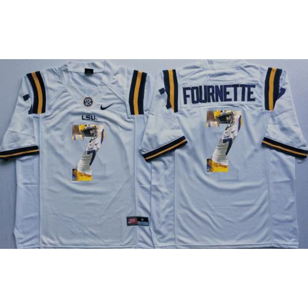LSU Tigers #7 Leonard Fournette White Player Fashion Stitched NCAA Jersey