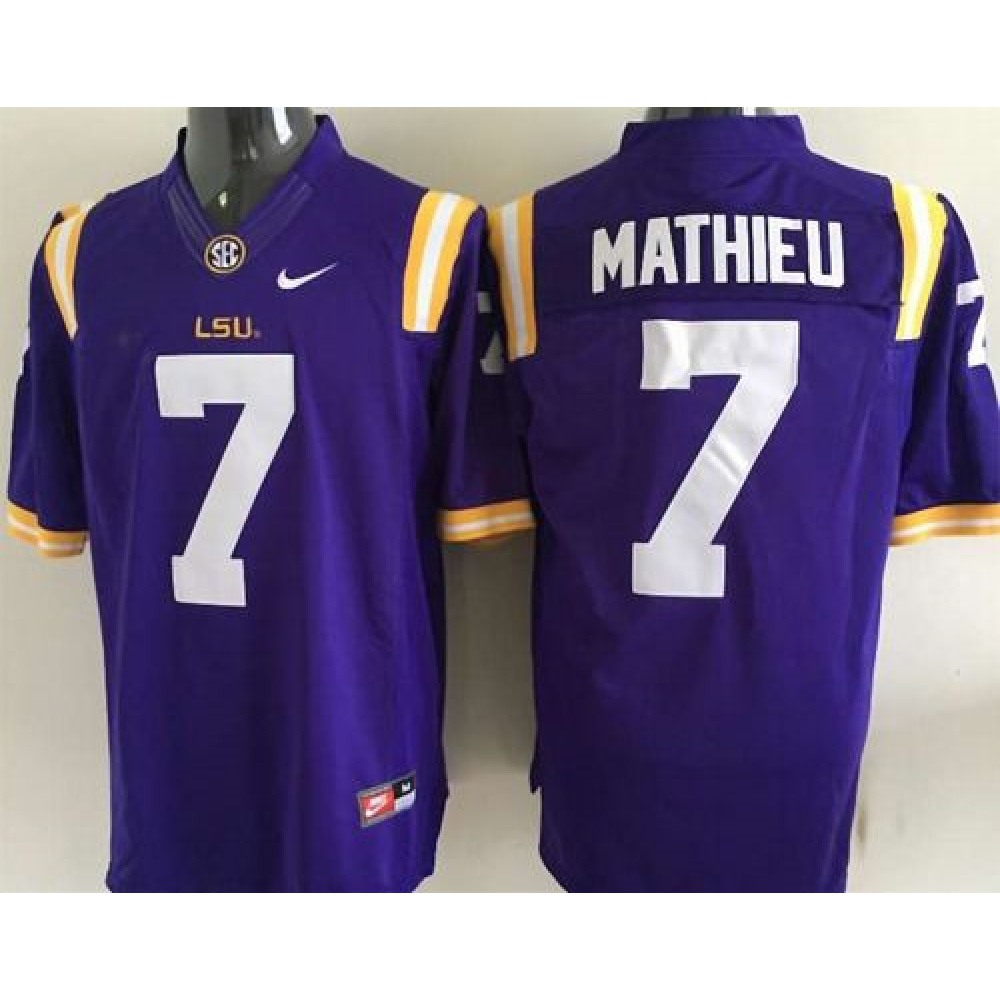 LSU Tigers #7 Tyrann Mathieu Purple Stitched NCAA Jersey