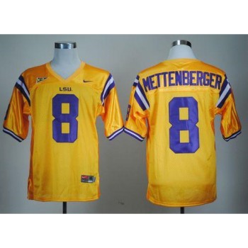 LSU Tigers #8 Zach Mettenberger Gold Stitched NCAA Jersey