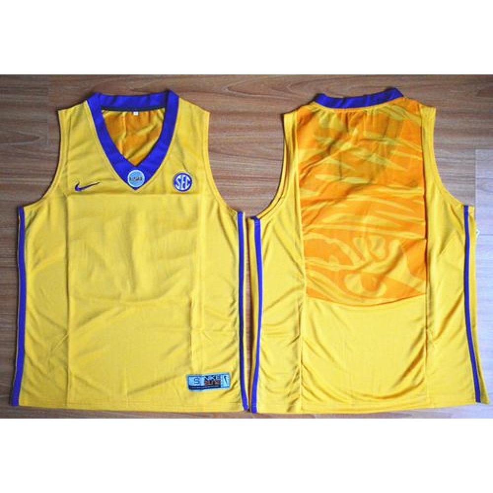 LSU Tigers Blank Gold Basketball Stitched NCAA Jersey