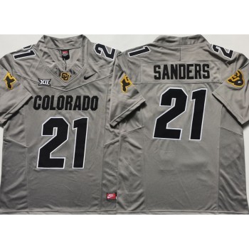 Men's Colorado Buffaloes Gray #21 Sanders Stitched Jersey Men's Colorado Buffaloes Gray #21 Sanders Stitched Jersey