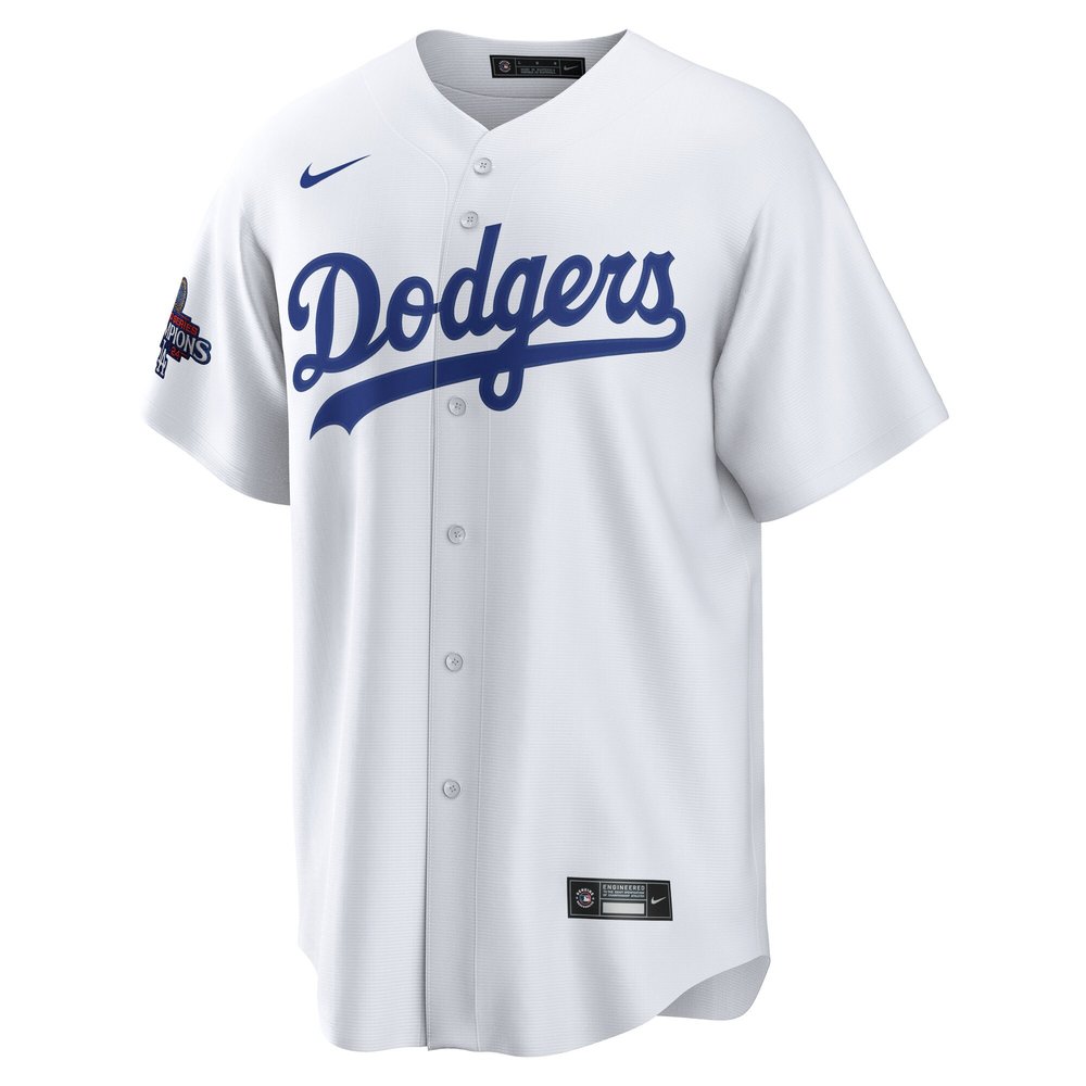 Men's Los Angeles Dodgers #22 Clayton Kershaw White 2024 World Series Champions Home Replica Player Jersey